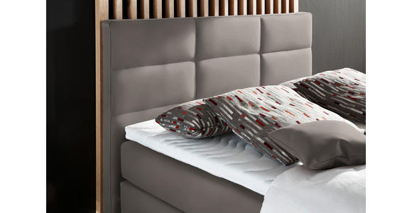 BOXSPRINGBETT 140/200 cm  in Schlammfarben  - Schlammfarben/Alufarben, KONVENTIONELL, Textil/Metall (140/200cm) - Dieter Knoll