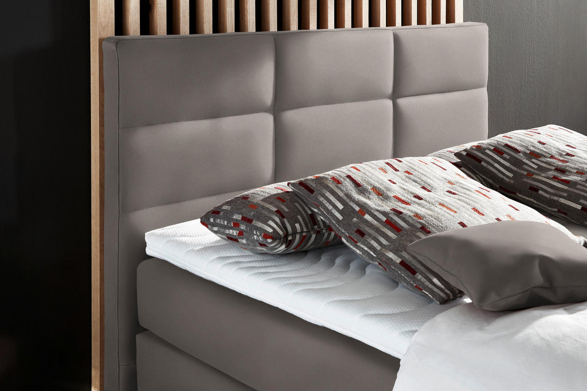 BOXSPRINGBETT 140/200 cm  in Schlammfarben  - Schlammfarben/Alufarben, Konventionell, Textil/Metall (140/200cm) - Dieter Knoll