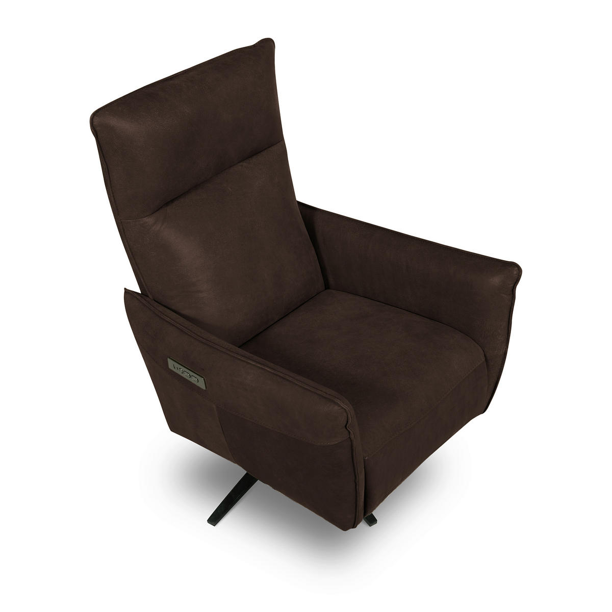 RELAXSESSEL Leder Dunkelbraun  - Dunkelbraun/Schwarz, Design, Leder/Metall (77/107/88cm) - Livetastic