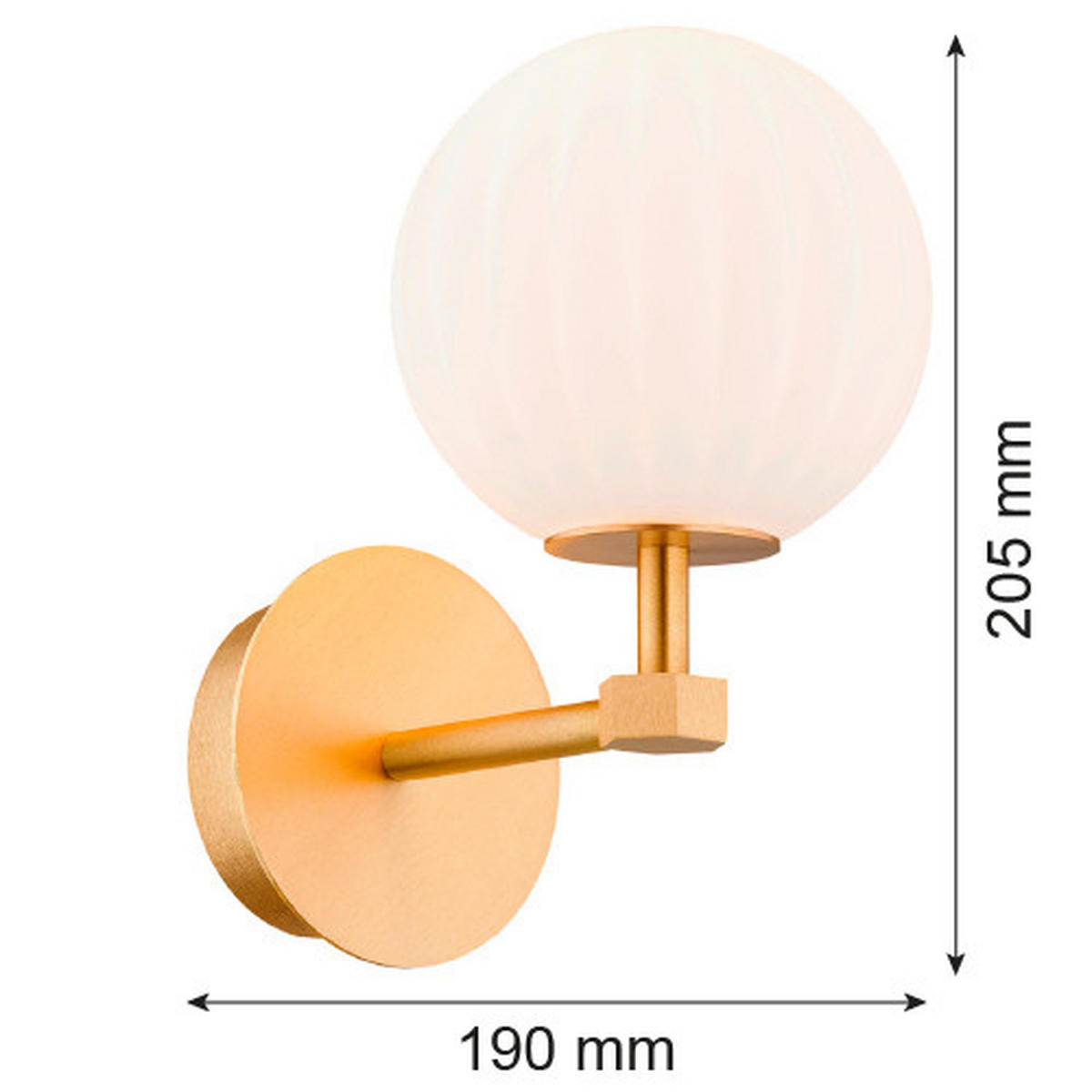 WANDLEUCHTE Paloma 20.5/12/19 cm   - Messingfarben/Weiß, KONVENTIONELL, Glas/Metall (20.5/12/19cm)
