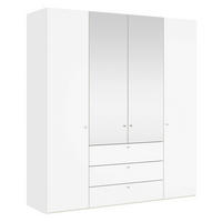 DREHTÜRENSCHRANK 203/220/59 cm,  in Weiß, 4-türig  - Silberfarben/Weiß, KONVENTIONELL, Glas/Holzwerkstoff (203/220/59cm) - Boxxx