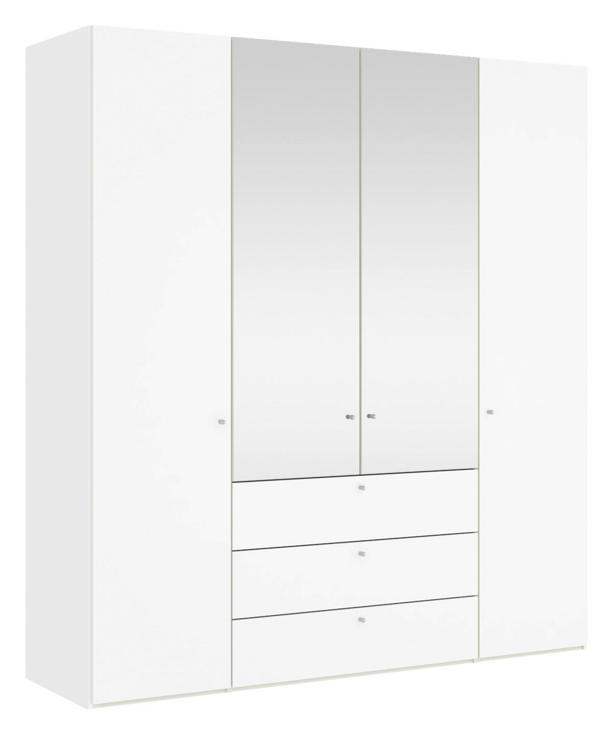 DREHTÜRENSCHRANK 203/220/59 cm,  in Weiß, 4-türig  - Silberfarben/Weiß, KONVENTIONELL, Glas/Holzwerkstoff (203/220/59cm) - Boxxx
