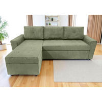 ECKSOFA TERMOLI Mintgrün Cord Rückenkissen, Bettkasten  - Schwarz/Mintgrün, Design, Kunststoff/Textil (155/231cm) - MID.YOU