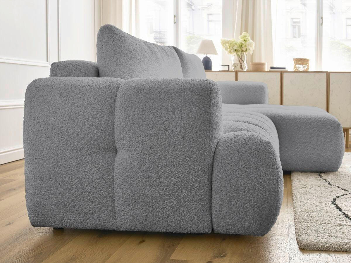 ECKSCHLAFSOFA FUJI Bouclé Dunkelgrau  inkl.  - Dunkelgrau/Schwarz, MODERN, Kunststoff/Textil (292/160cm)