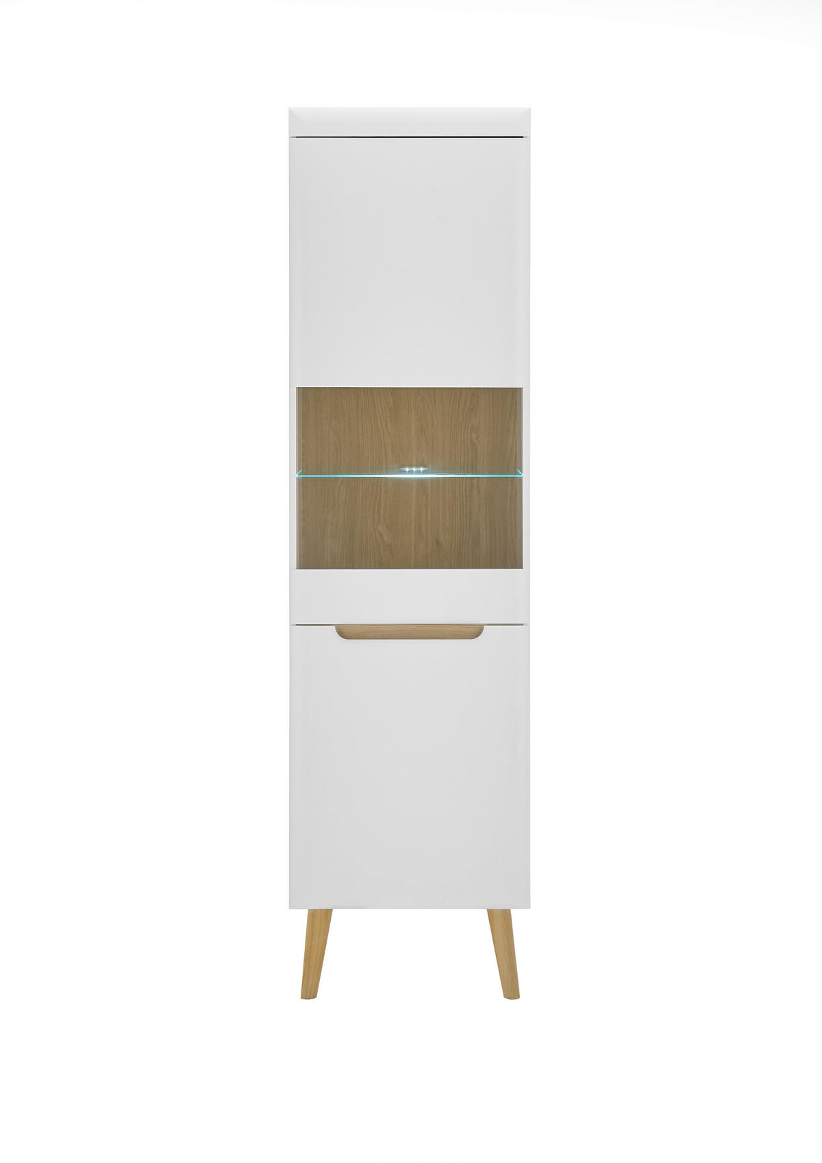 VITRINE in Weiß, Eichefarben  - Eichefarben/Weiß, Design, Holzwerkstoff (50/197/40cm) - MID.YOU
