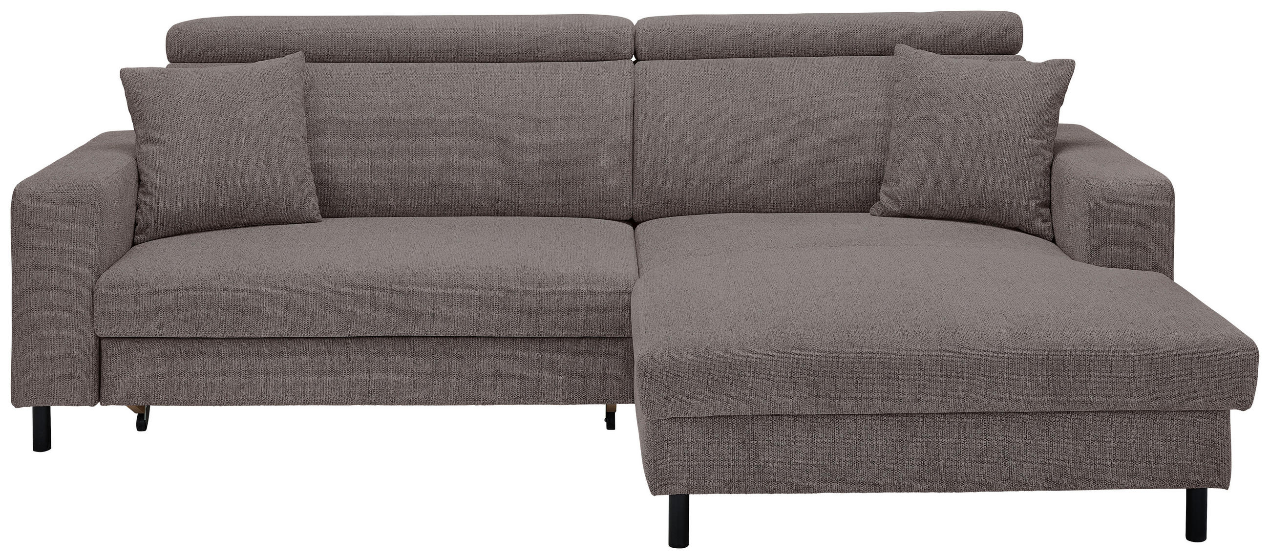 ECKSOFA Mokka Flachgewebe  - Schwarz/Mokka, Design, Textil/Metall (262/166cm) - Xora