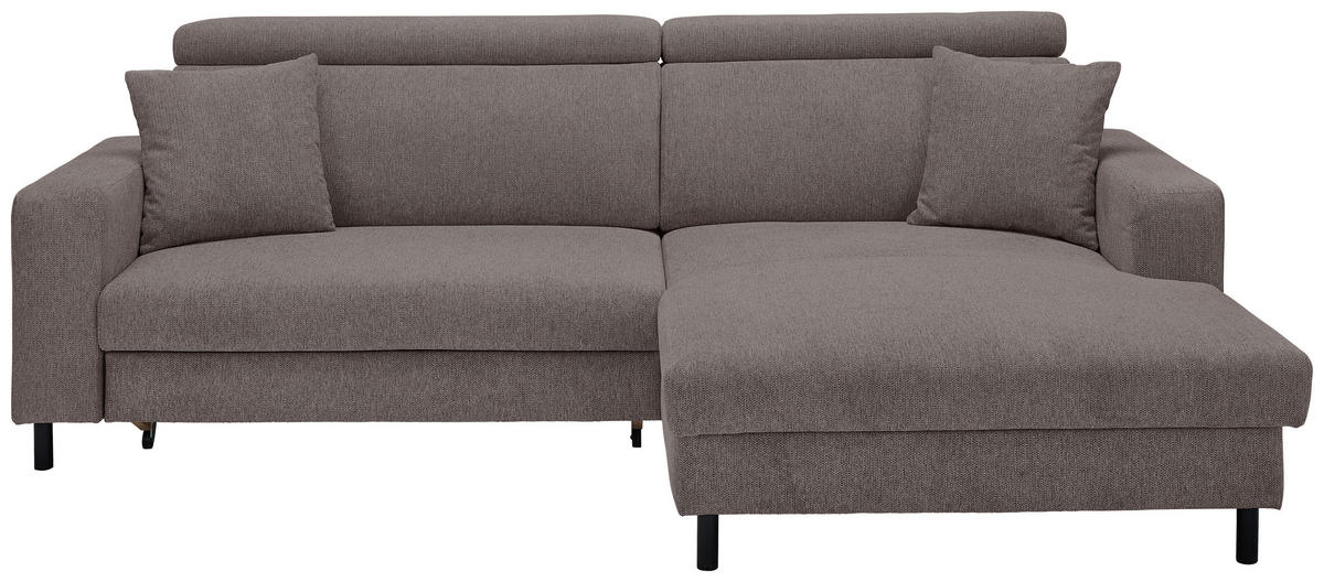 ECKSOFA Ottomane rechts, Eckteil  Mokka Flachgewebe  - Schwarz/Mokka, Design, Textil/Metall (262/166cm) - Xora