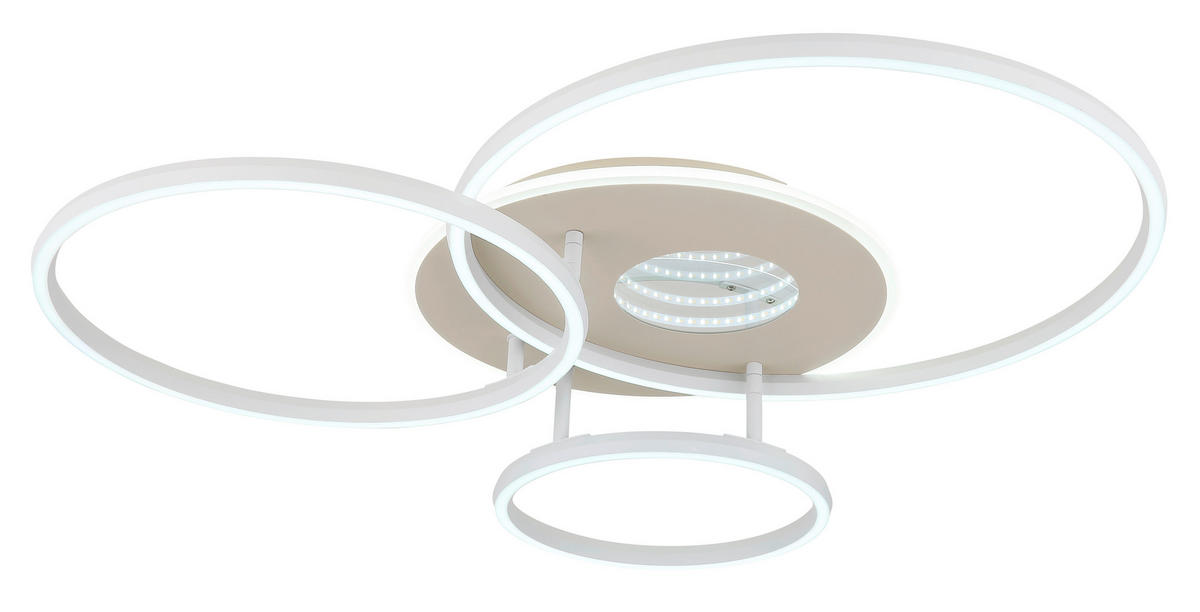 LED-DECKENLEUCHTE Invertina 80,7/70/13 cm   - Sandfarben/Chromfarben, Design, Kunststoff/Metall (80,7/70/13cm) - Globo