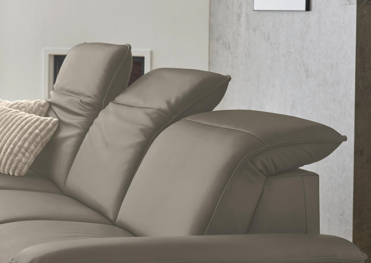 ECKSOFA  Echtleder Cappuccino  - Schwarz/Cappuccino, Design, Leder/Metall (169/307cm) - Beldomo Premium