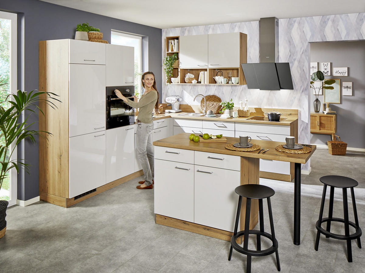 KUCHYŇSKÁ LINKA STAR 275 - barvy dubu/světle šedá, Moderní, kompozitní dřevo (245/275cm) - Welnova