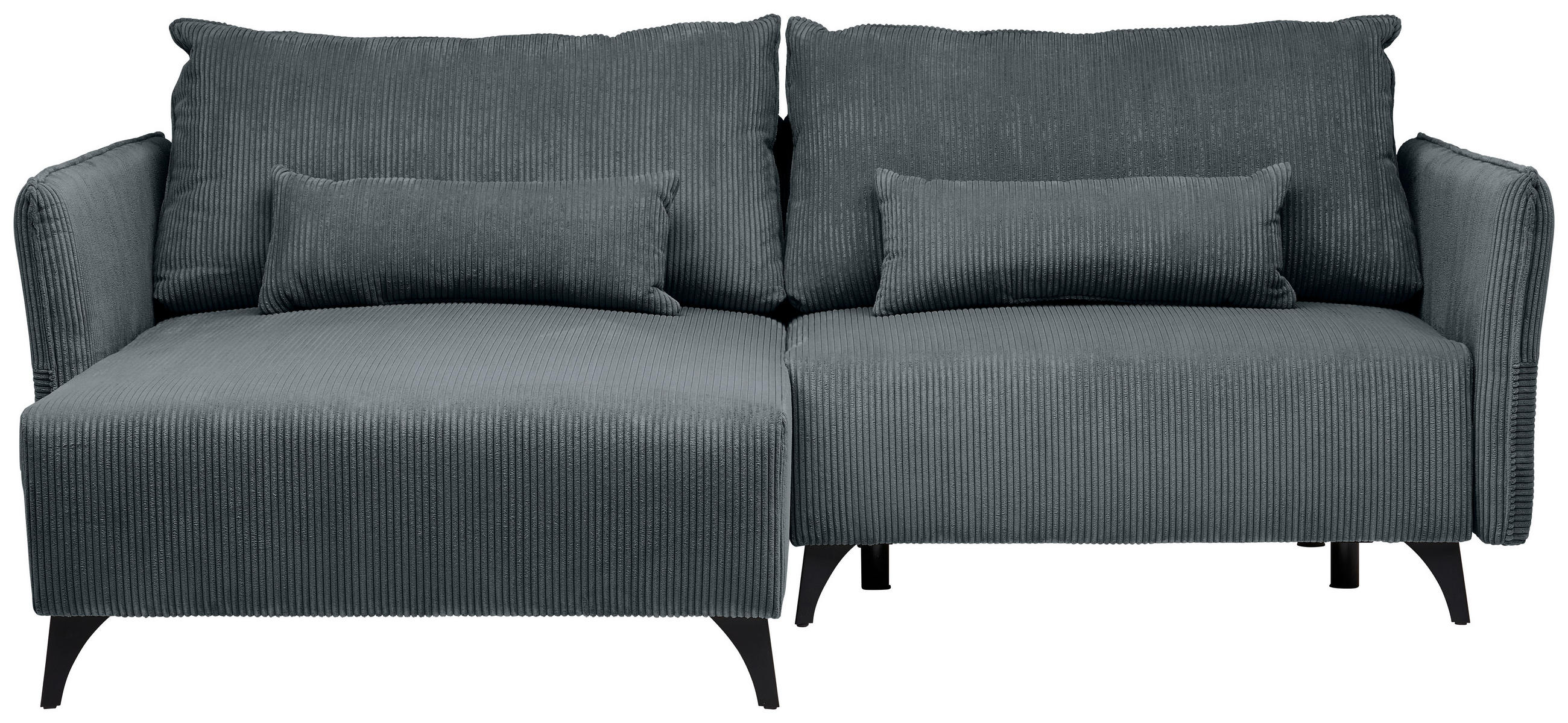 ECKSOFA Dunkelgrau Cord  - Dunkelgrau/Schwarz, Design, Textil/Metall (175/254cm) - Stylife