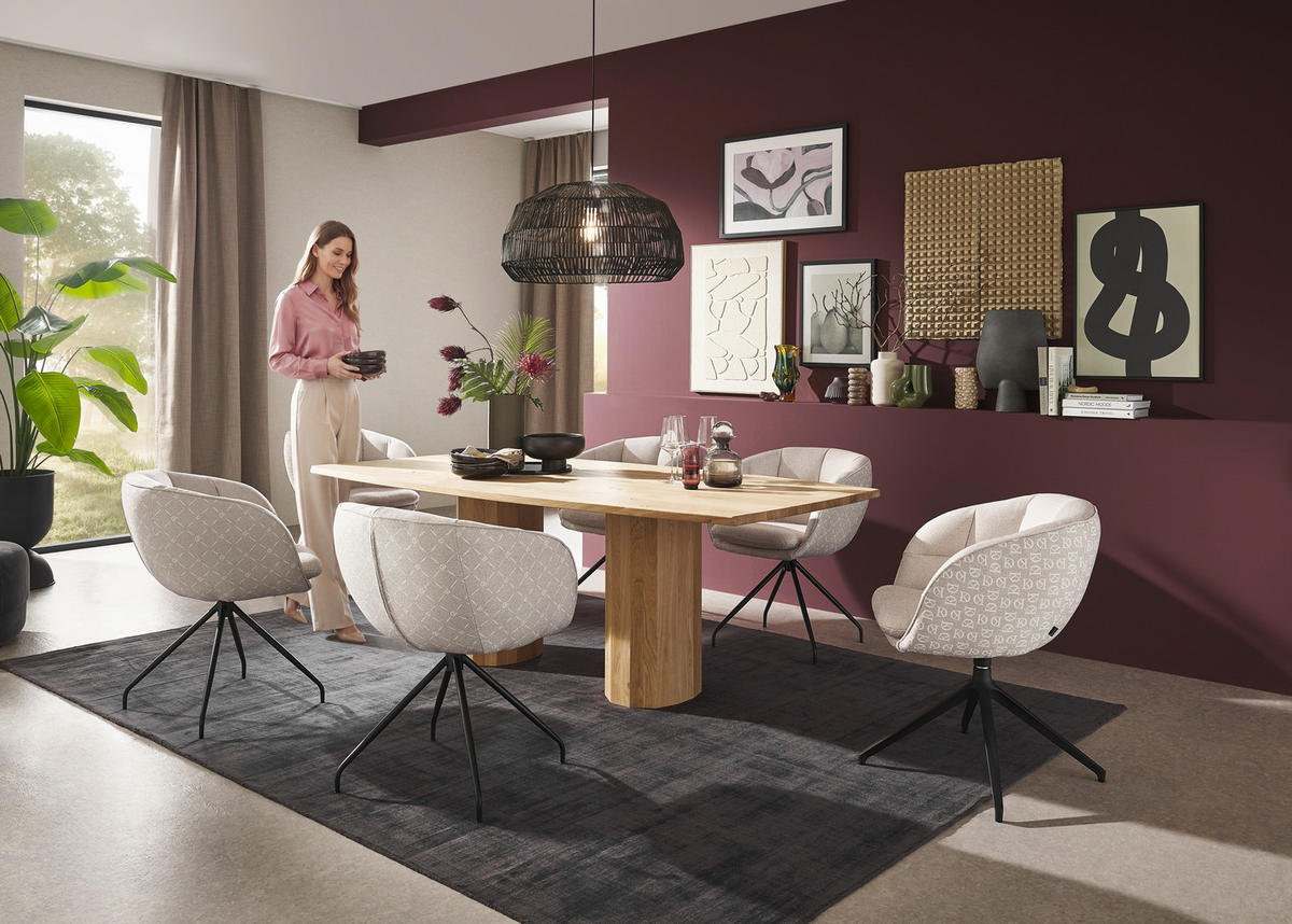 ESSTISCH      - Eiche Bianco, Design, Holz (220/110/76cm) - Dieter Knoll