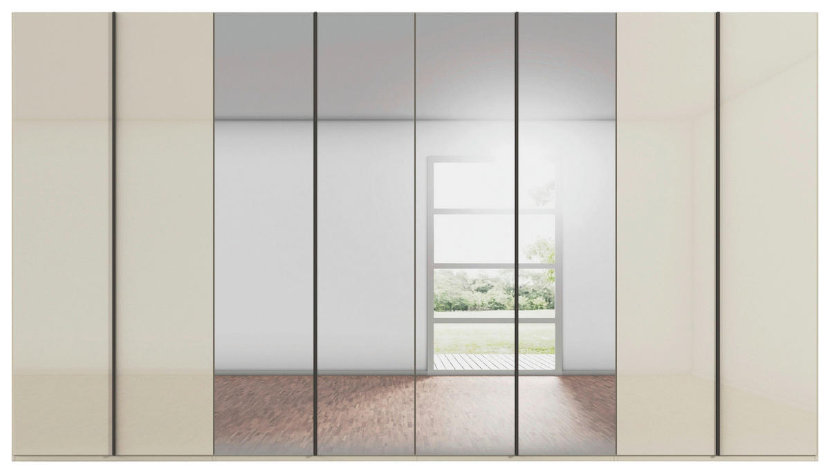 DREHTÜRENSCHRANK 400/235/61 cm,  in Champagner, 8-türig  - Champagner/Graphitfarben, Basics, Glas/Holzwerkstoff (400/235/61cm) - Novel