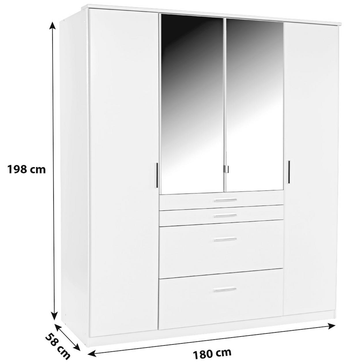 KLEIDERSCHRANK 180/198/58 cm Weiß  - Alufarben/Weiß, KONVENTIONELL, Holzwerkstoff/Kunststoff (180/198/58cm) - MID.YOU
