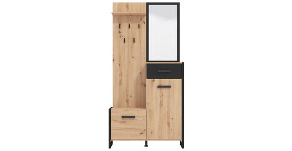 GARDEROBE  in 89,7/190,5/33,2 cm  - Schwarz/Eiche Artisan, MODERN, Holzwerkstoff (89,7/190,5/33,2cm) - Carryhome