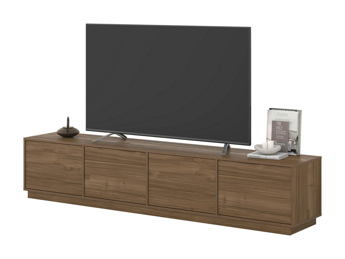 LOWBOARD Japandi  in 220,5/45/41,5 cm  - Nussbaumfarben, Design, Holzwerkstoff (220,5/45/41,5cm) - MID.YOU