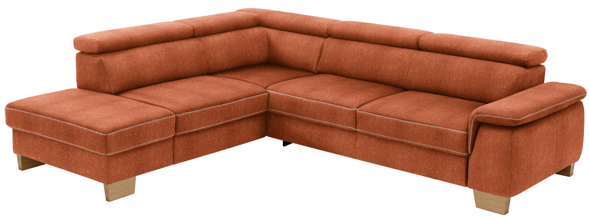 ECKSOFA in Mikrofaser Terracotta  - Eichefarben/Beige, Natur, Holz/Textil (226/273cm) - Beldomo System