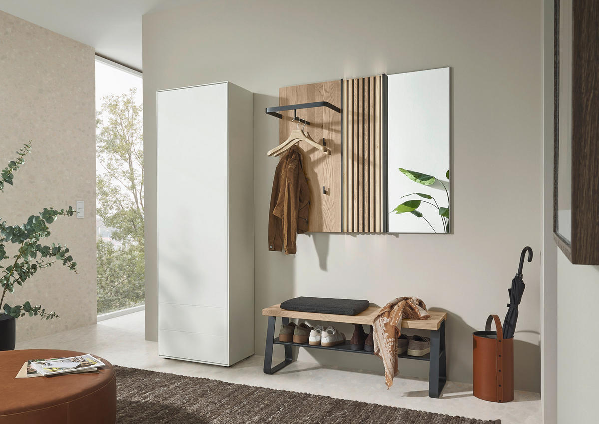 GARDEROBE 4-teilig  in 185/194/42 cm  - Eichefarben/Anthrazit, Design, Glas/Holz (185/194/42cm) - Johann Jakob