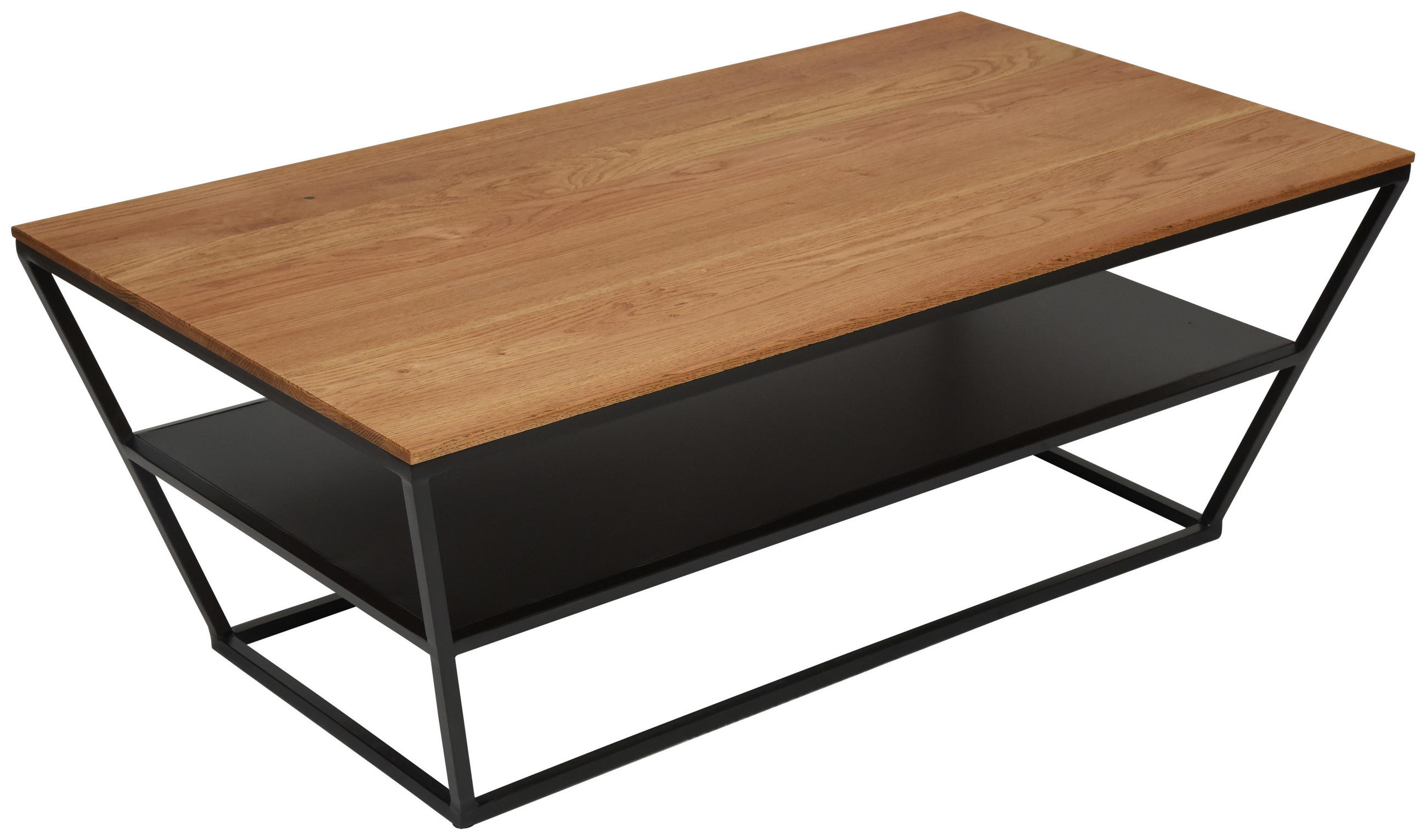 COUCHTISCH Wildeiche massiv 100/60/40 cm rechteckig Schwarz, Wildeiche  - Wildeiche/Schwarz, Trend, Holz/Metall (100/60/40cm) - Boxxx