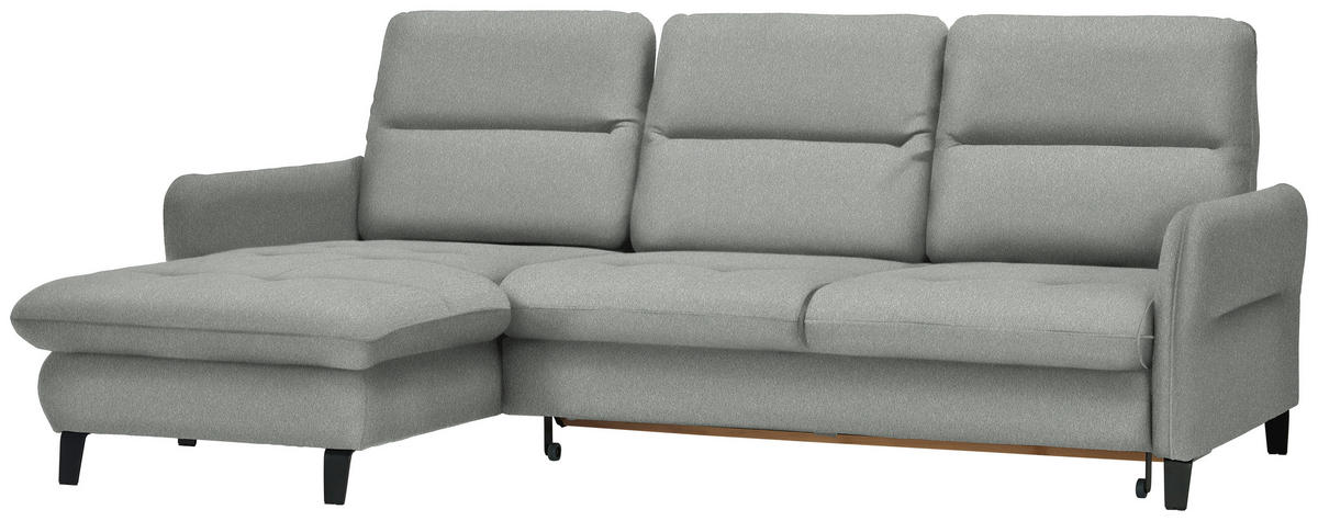 ECKSOFA Silberfarben Chenille  - Silberfarben/Schwarz, KONVENTIONELL, Textil/Metall (190/254cm) - Livetastic