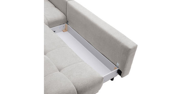 ECKSOFA in Chenille Hellgrau  - Hellgrau/Schwarz, MODERN, Textil/Metall (182/290cm) - Hom`in