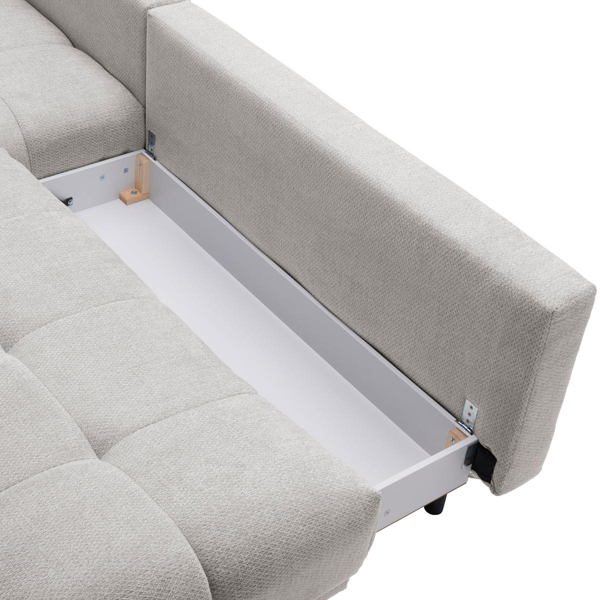 ECKSOFA Hellgrau Chenille  - Hellgrau/Schwarz, MODERN, Textil/Metall (182/290cm) - Hom`in