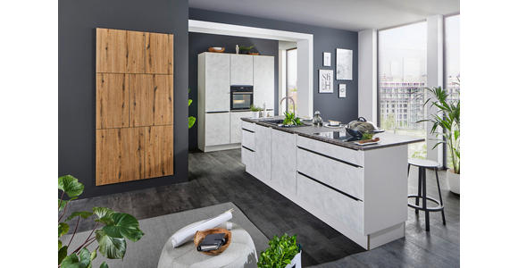 EINBAUKÜCHE - Eichefarben/Grau, MODERN, Holzwerkstoff - Dieter Knoll