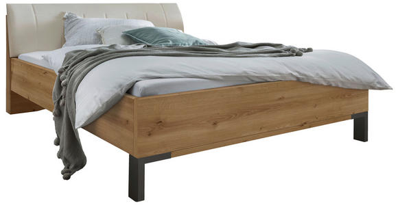 BETT 180/200 cm in Champagner, Eiche Bianco - Schieferfarben/Eiche Bianco, KONVENTIONELL, Holzwerkstoff/Textil (180/200cm) - Dieter Knoll