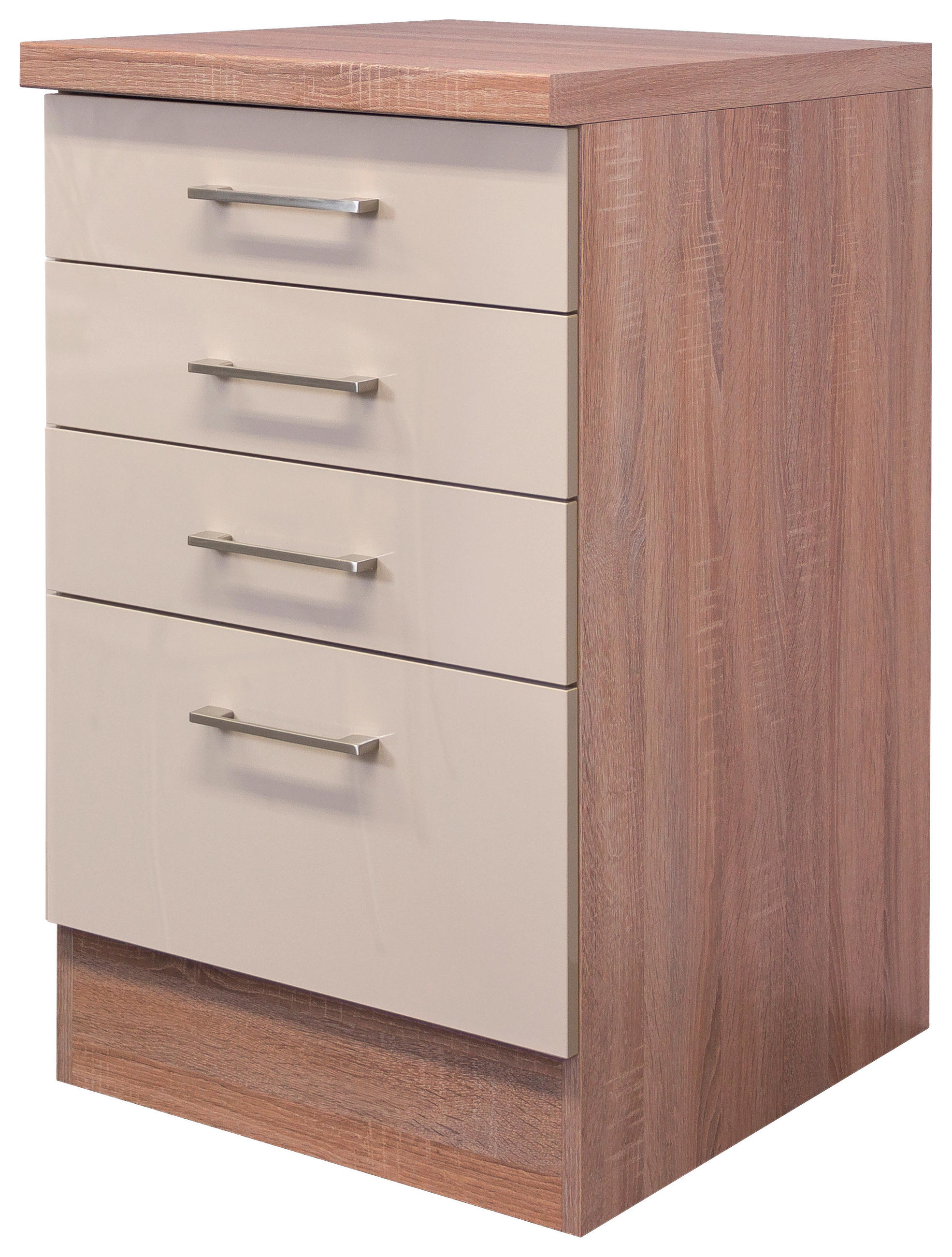 SCHUBKASTENUNTERSCHRANK 50/86/60 cm  in Sonoma Eiche, Kaschmir  - Kaschmir/Edelstahlfarben, MODERN, Holzwerkstoff/Metall (50/86/60cm) - FlexWell