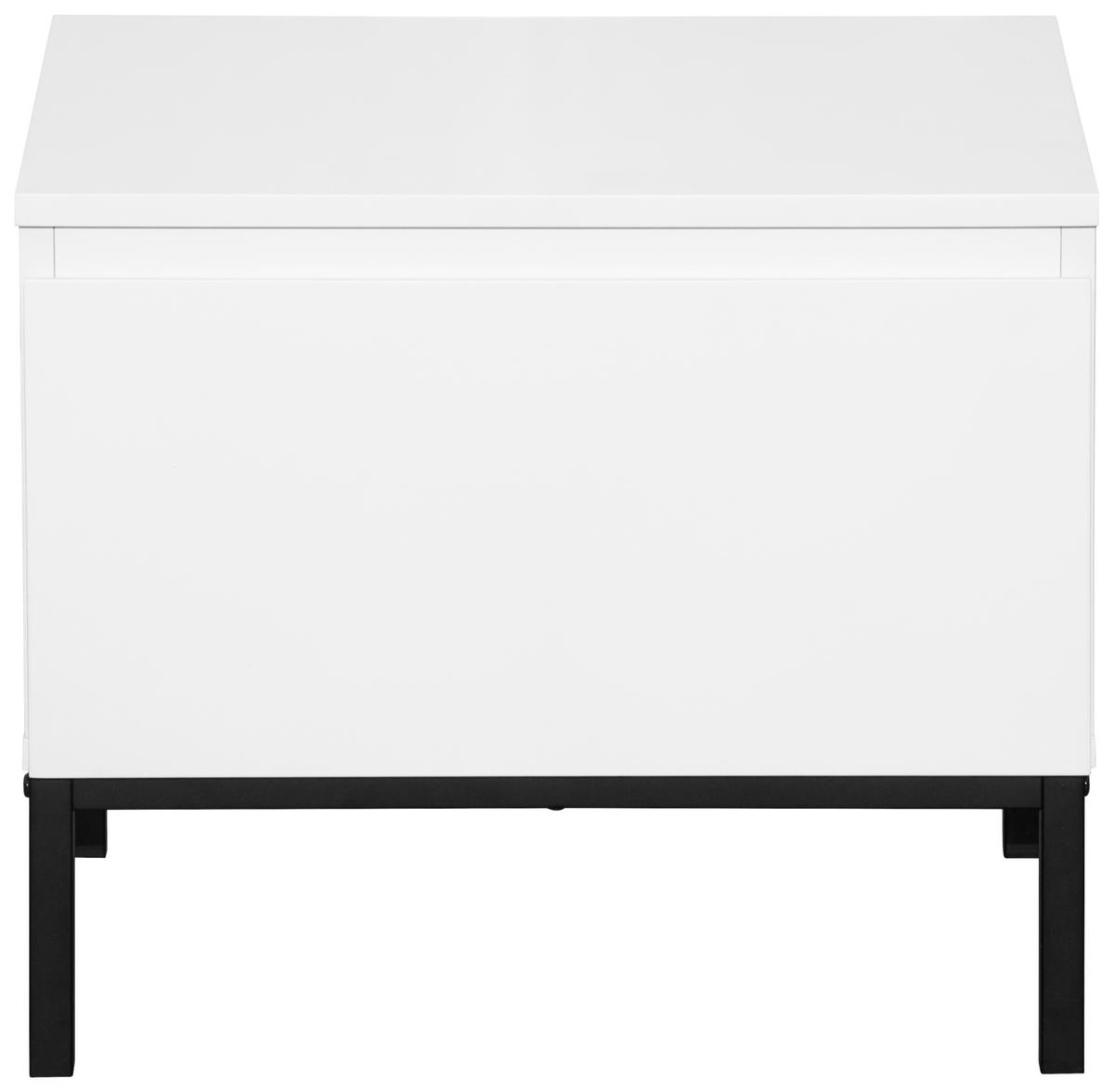 NACHTSCHRANK 49/43/35 cm  - Schwarz/Weiß, Design, Holzwerkstoff/Metall (49/43/35cm) - Hom`in