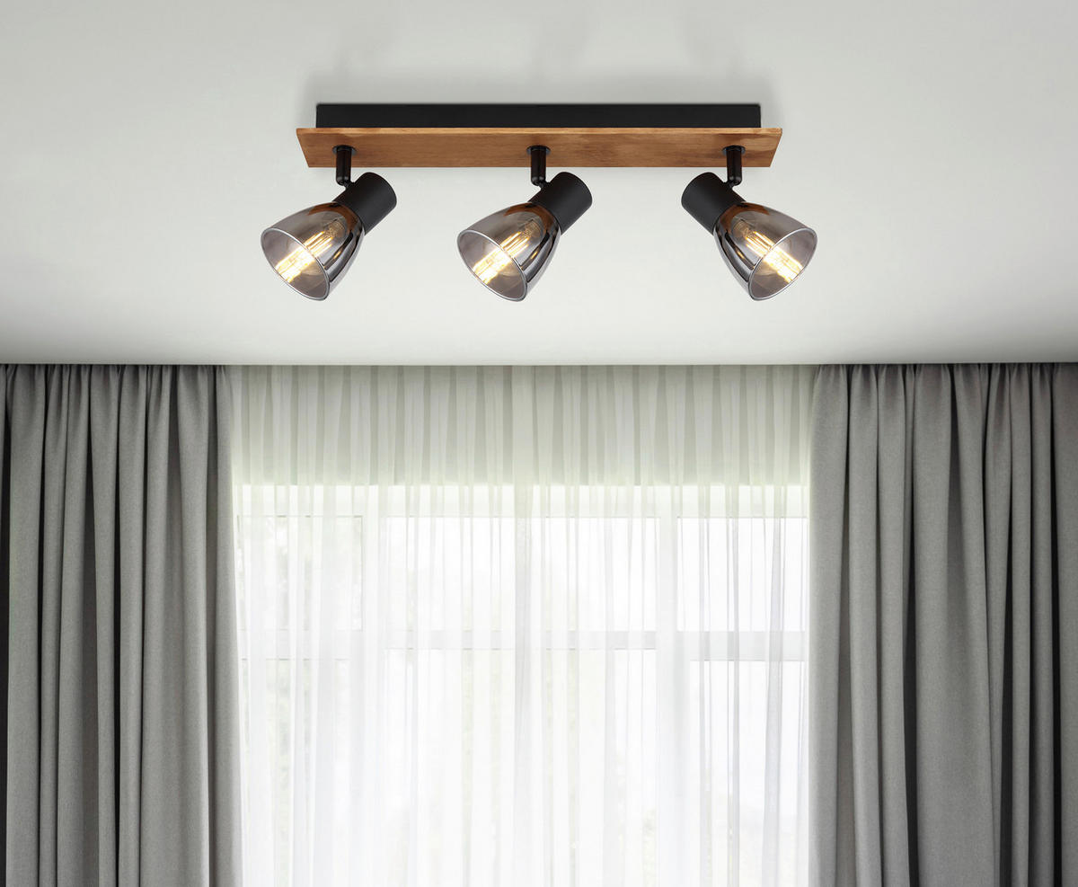 STRAHLER - Dunkelbraun/Schwarz, Design, Glas/Holz (40/7/15,5cm) - Globo