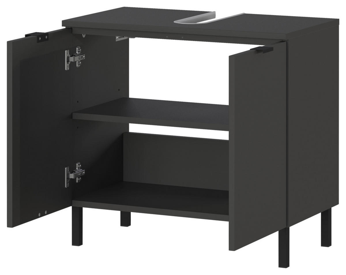 BADEZIMMER 3-teilig  in 120 cm  - Schwarz/Graphitfarben, MODERN, Holzwerkstoff/Metall (120cm) - Germania