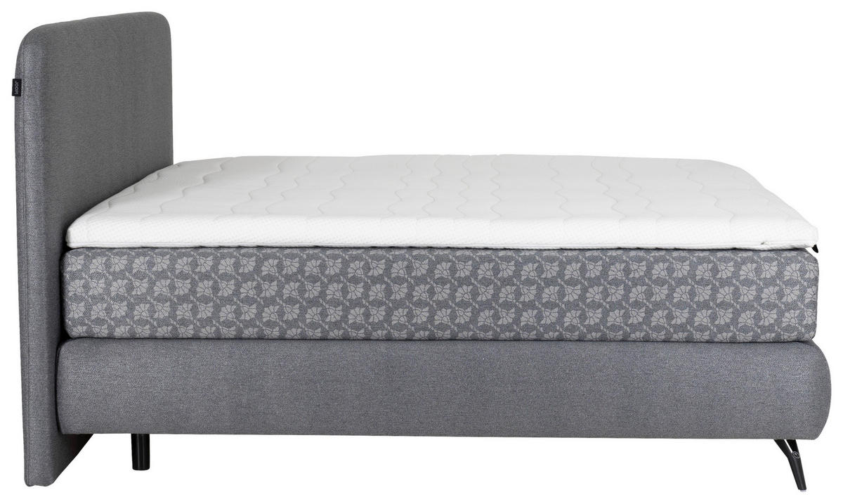 BOXSPRINGBETT 200/200 cm,  in Grau, Hellgrau, gepolstertes Kopfteil, Matratzen, H2 + H3 = mittel + fest  - Hellgrau/Schwarz, MODERN, Textil/Metall (200/200cm) - Joop!
