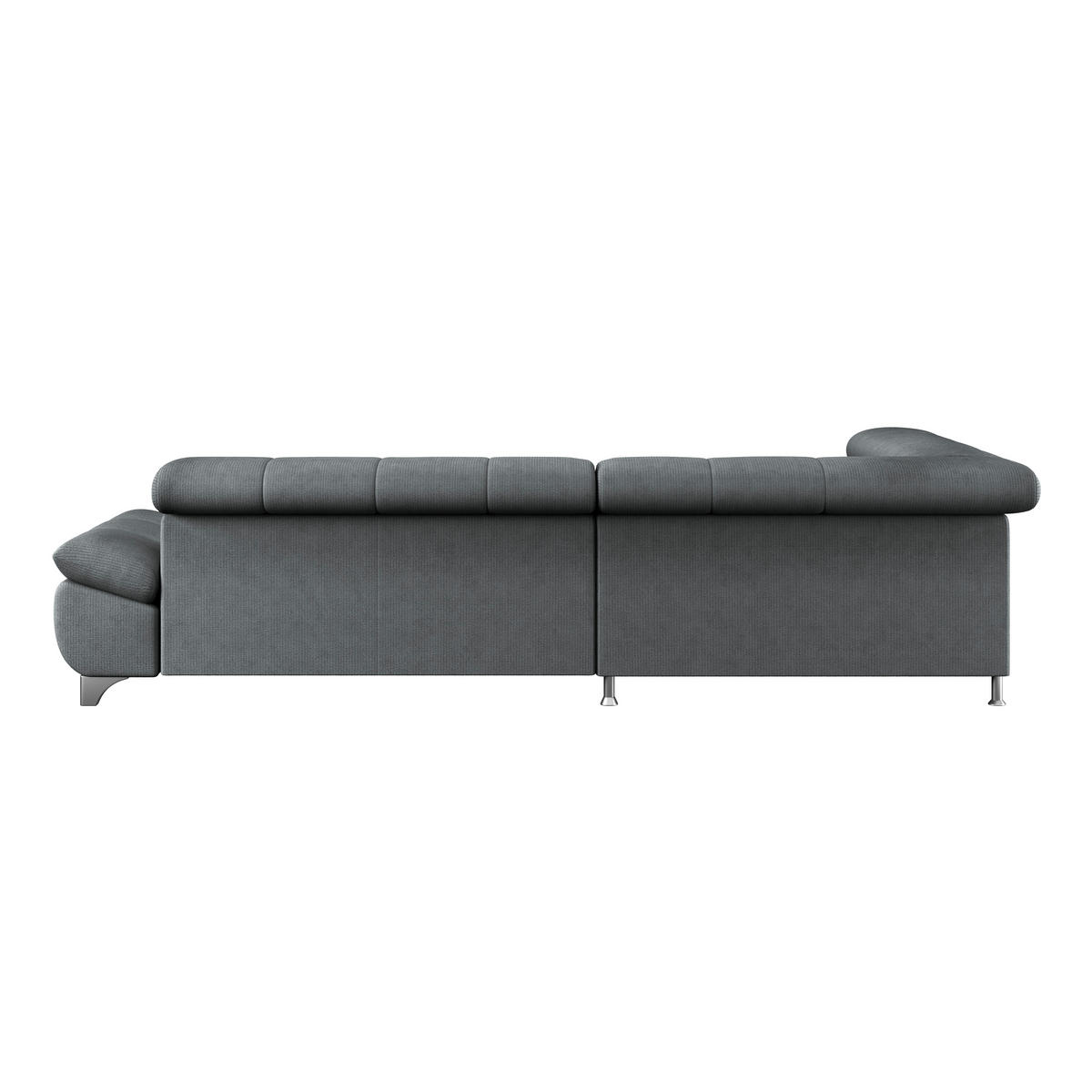 ECKSOFA Graphitfarben Chenille  - Chromfarben/Graphitfarben, KONVENTIONELL, Textil/Metall (234/312cm) - Livetastic