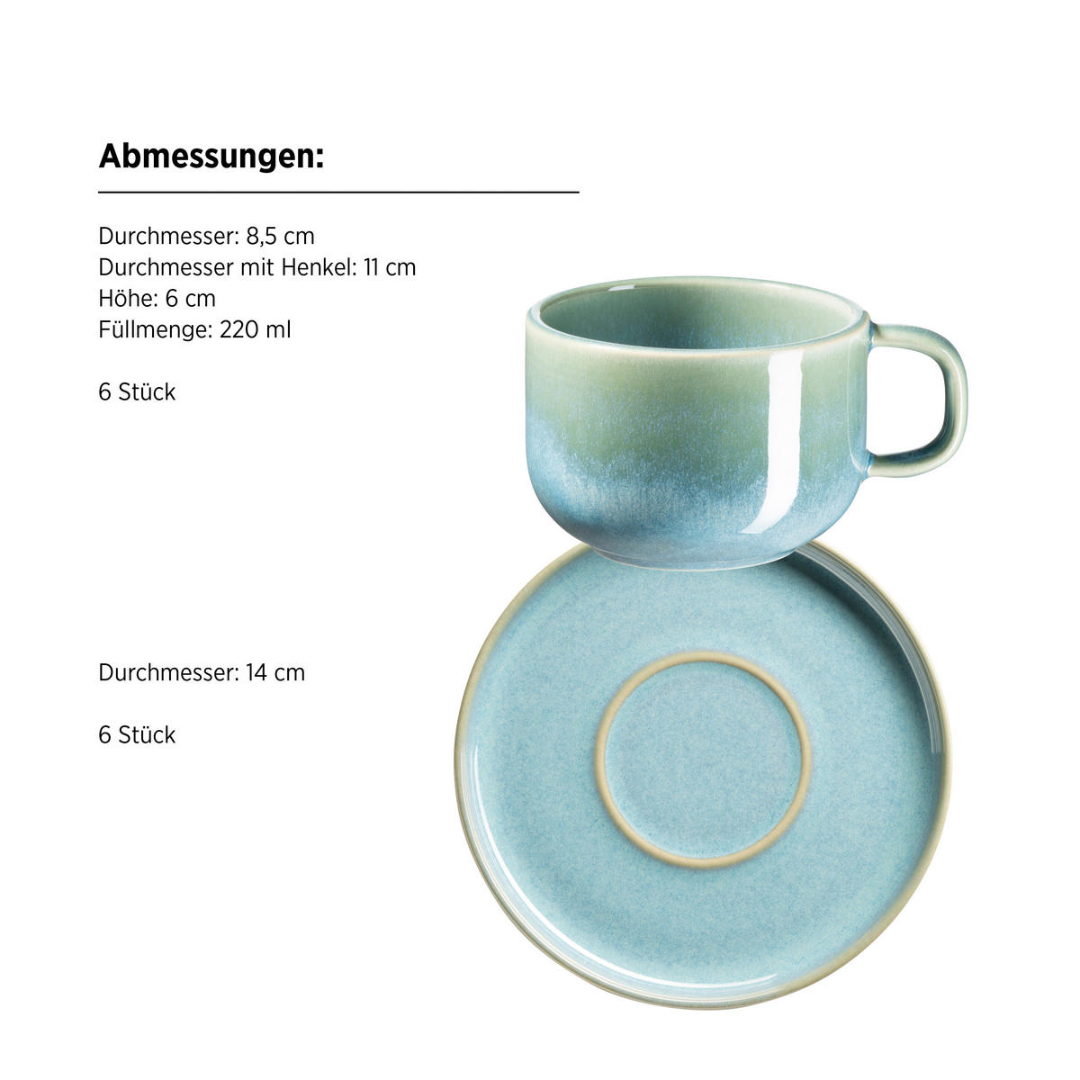 TASSENSET Cordelia 12-teilig  - Grün, Trend, Keramik - Mäser