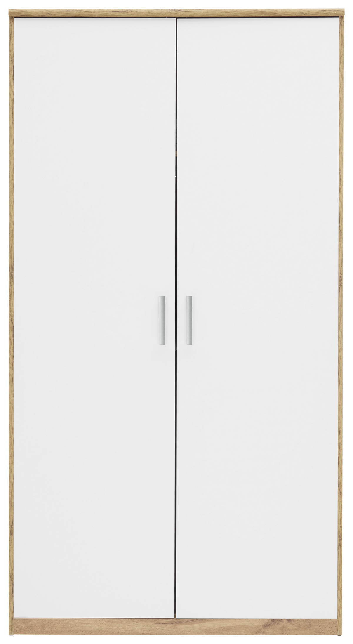 DREHTÜRENSCHRANK in Weiss, Eiche Wotan  - Weiss/Silberfarben, Konventionell, Holzwerkstoff/Kunststoff (106/194/54cm) - Xora