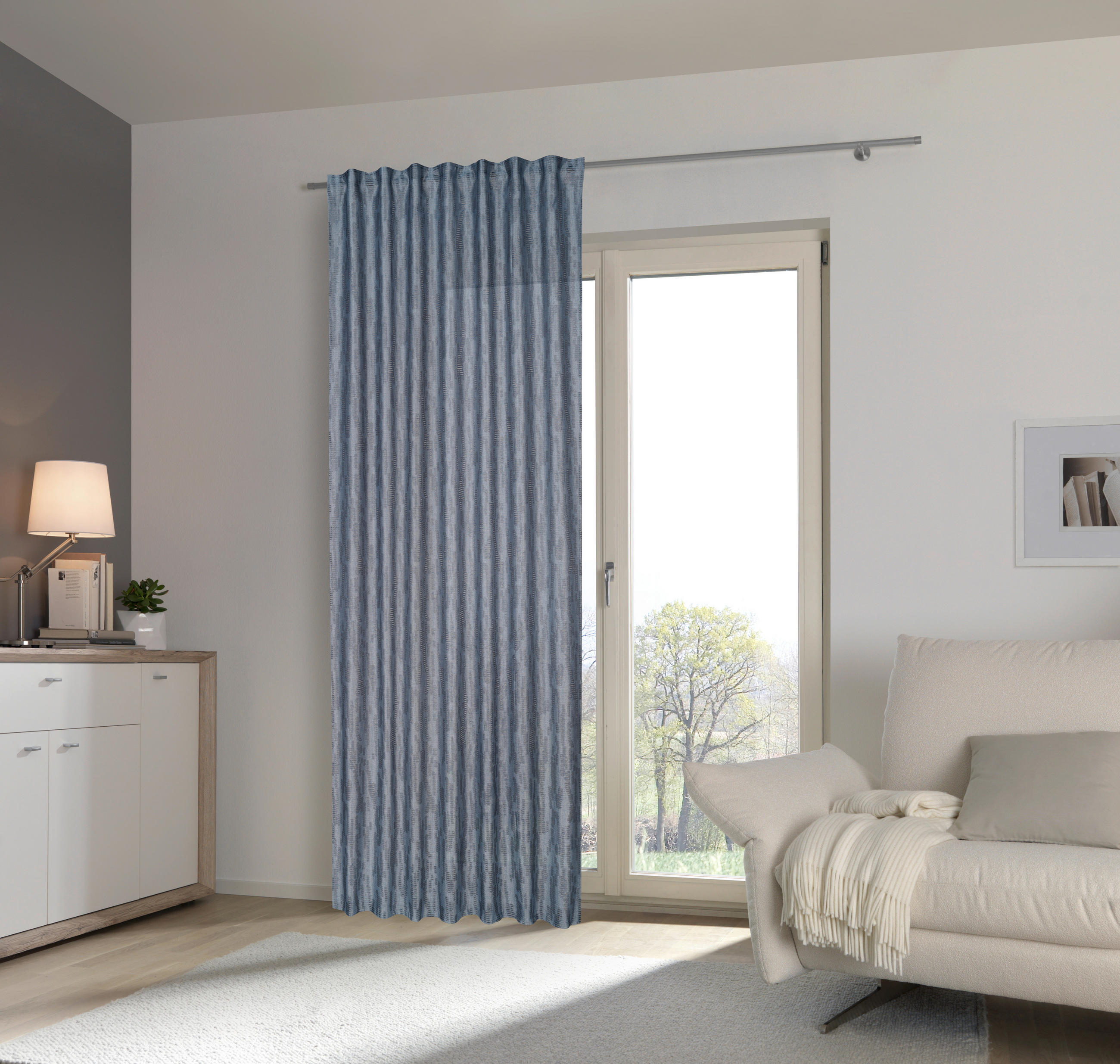 FERTIGVORHANG BELAGA halbtransparent 140/245 cm   - Blau, KONVENTIONELL, Textil (140/245cm) - Esposa