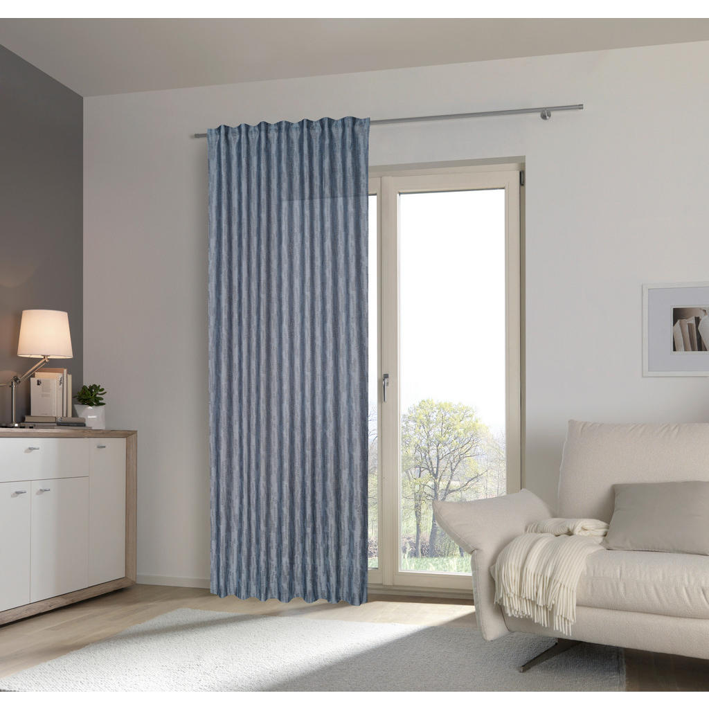 Thumbnail - Esposa Fertigvorhang Belaga, Blau, Textil, Abstraktes, 140x245 cm, Bsci, Oeko-Tex® Standard 100, für Stange und Schiene ...