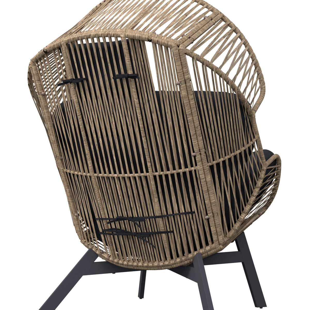 LOUNGESESSEL Naturfarben, Schwarz Stahl  - Schwarz/Naturfarben, Design, Kunststoff/Textil (96/140/101cm) - Ambia Garden