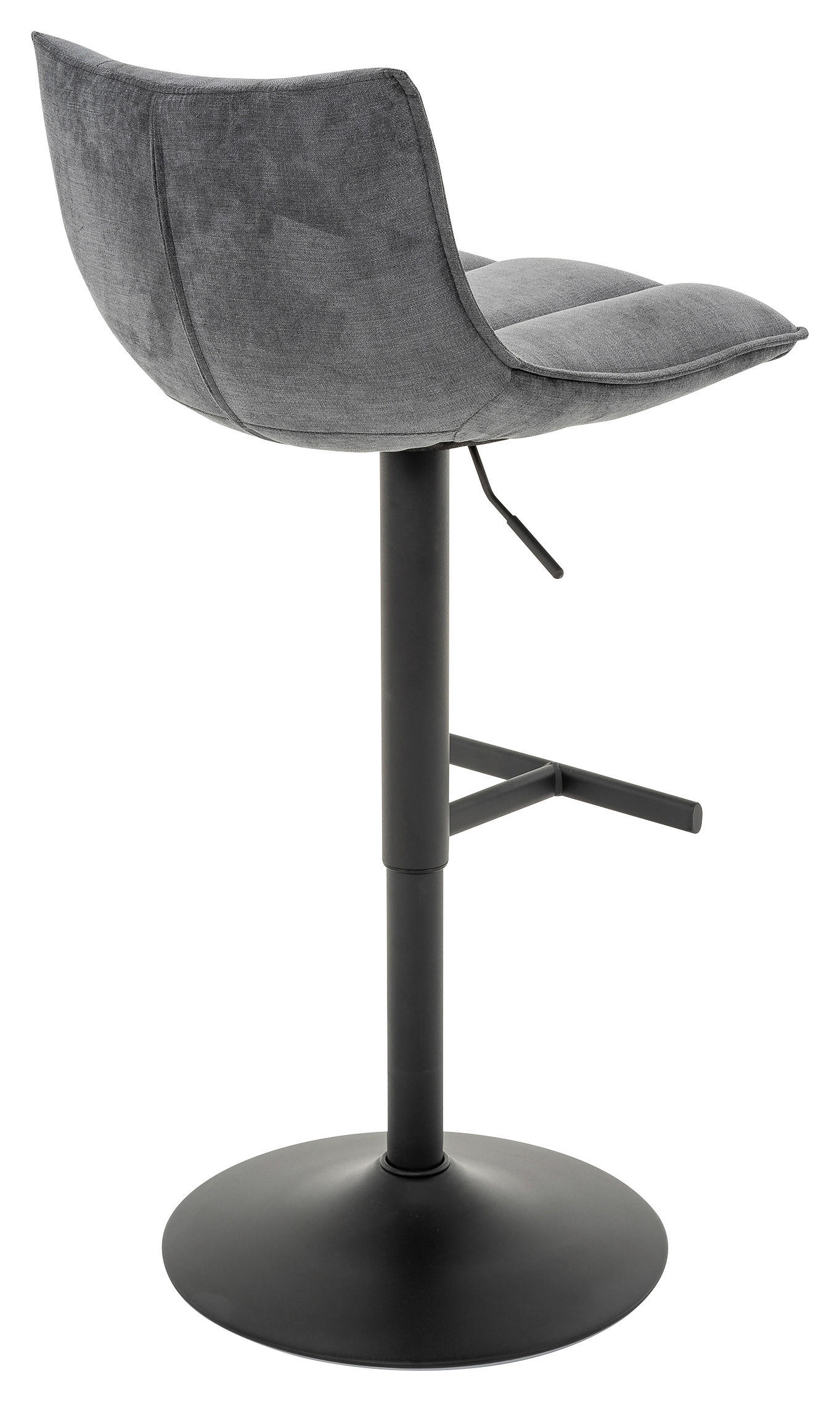 BARHOCKER Webstoff Grau, Schwarz Eisen Sitzfläche 360° drehbar  - Schwarz/Grau, MODERN, Textil/Metall (46/87-108/52cm) - MID.YOU