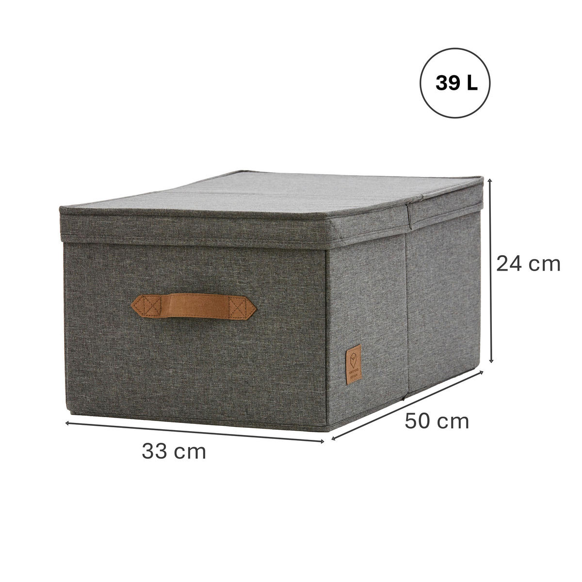 BOX MIT DECKEL Premium  - Grau, Basics, Textil (50/33/24cm) - Store It