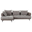 ECKSOFA  in Flachgewebe Braun  195/263 cm  - Schwarz/Braun, KONVENTIONELL, Textil/Metall (195/263cm) - Carryhome