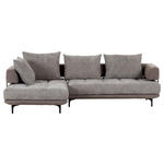 ECKSOFA in Flachgewebe Braun  195/263 cm  - Schwarz/Braun, KONVENTIONELL, Textil/Metall (195/263cm) - Carryhome