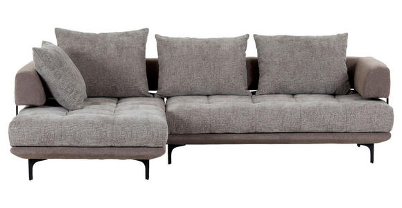 ECKSOFA  in Flachgewebe Braun  195/263 cm  - Schwarz/Braun, KONVENTIONELL, Textil/Metall (195/263cm) - Carryhome