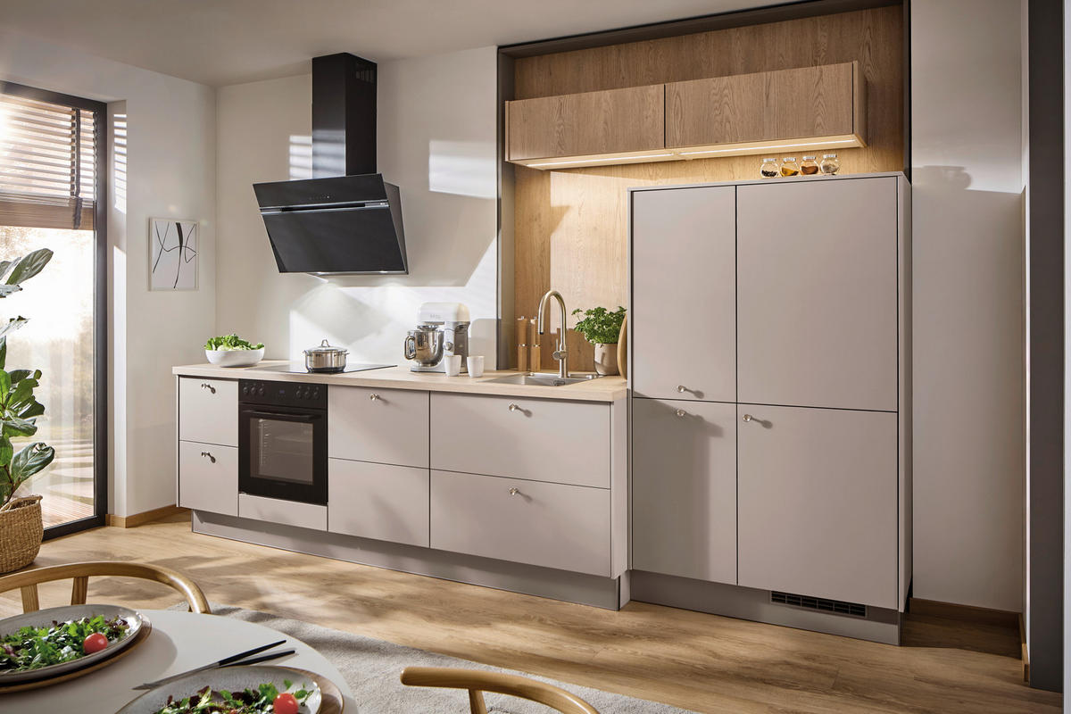 EINBAUKÜCHE   - Eichefarben/Grau, KONVENTIONELL, Holzwerkstoff - Xora