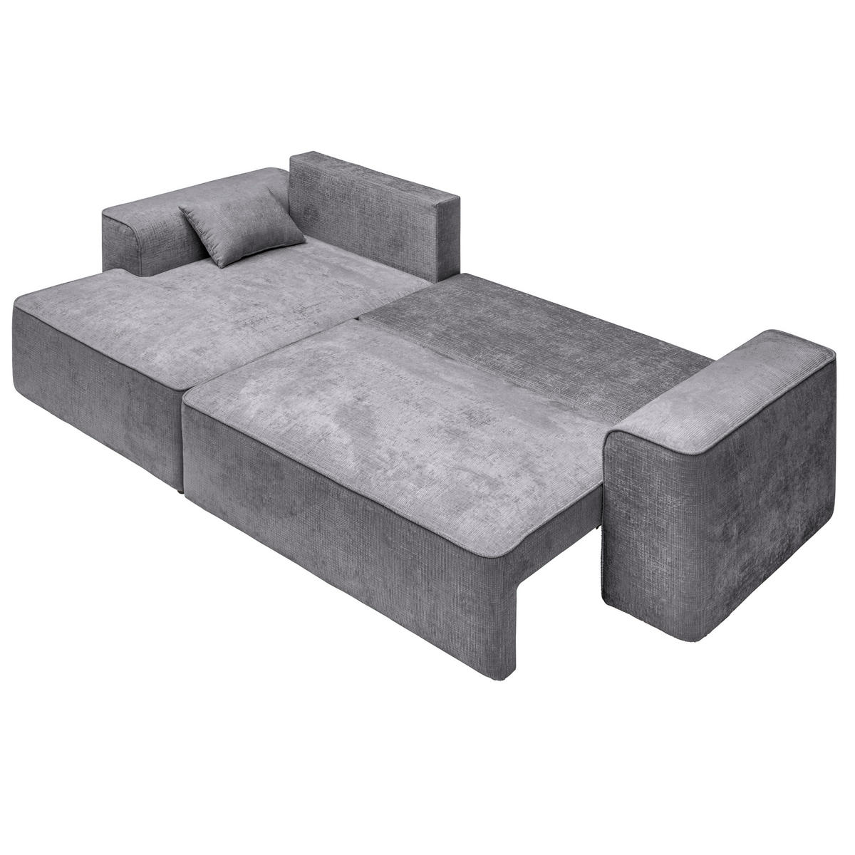 ECKSOFA in Plüsch Hellgrau  - Blaugrau/Hellgrau, Design, Kunststoff/Textil (152/288cm) - Xora