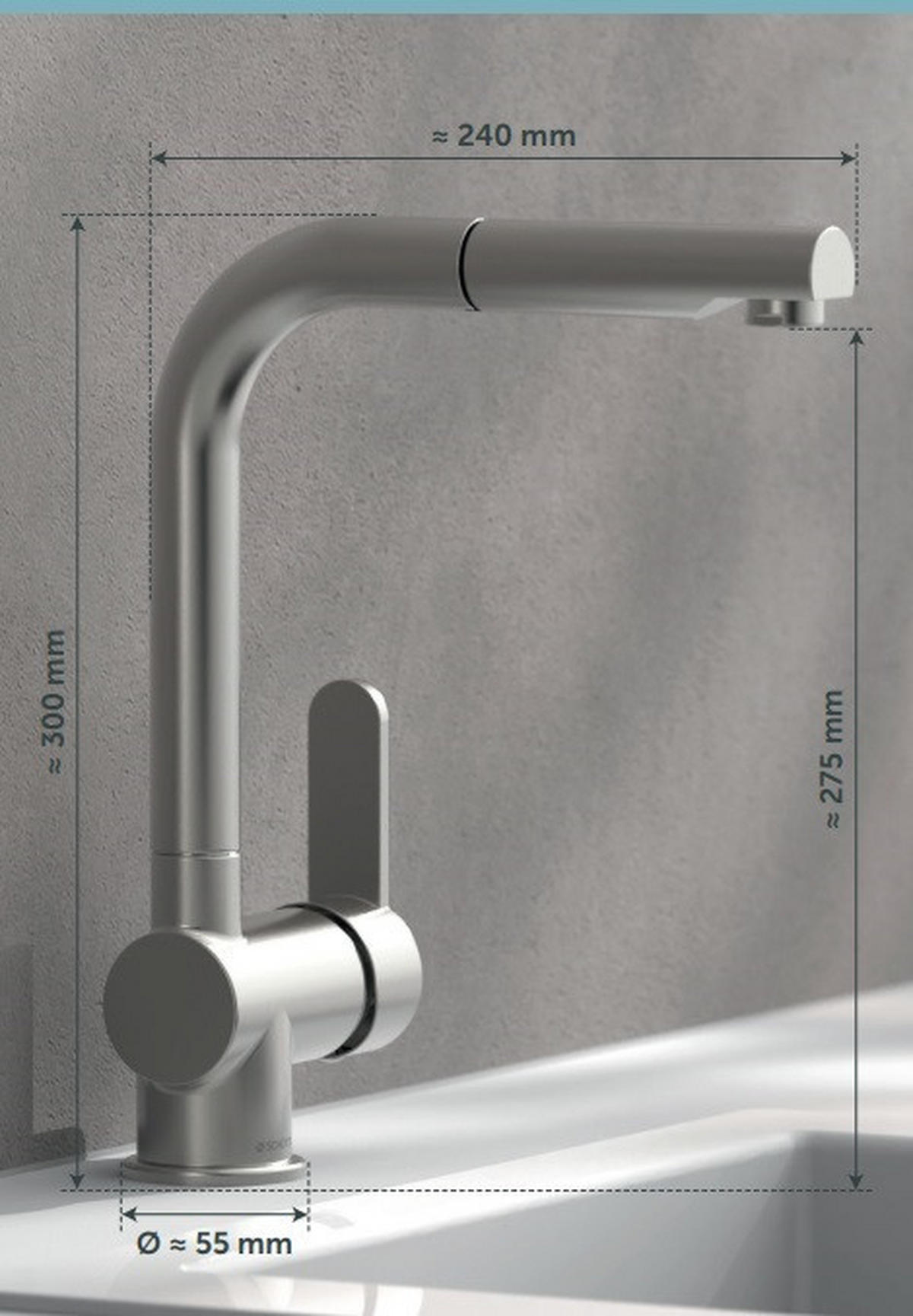 KÜCHENARMATUR - Edelstahlfarben, Basics, Metall (11,3/29,8/24,9cm) - Xora