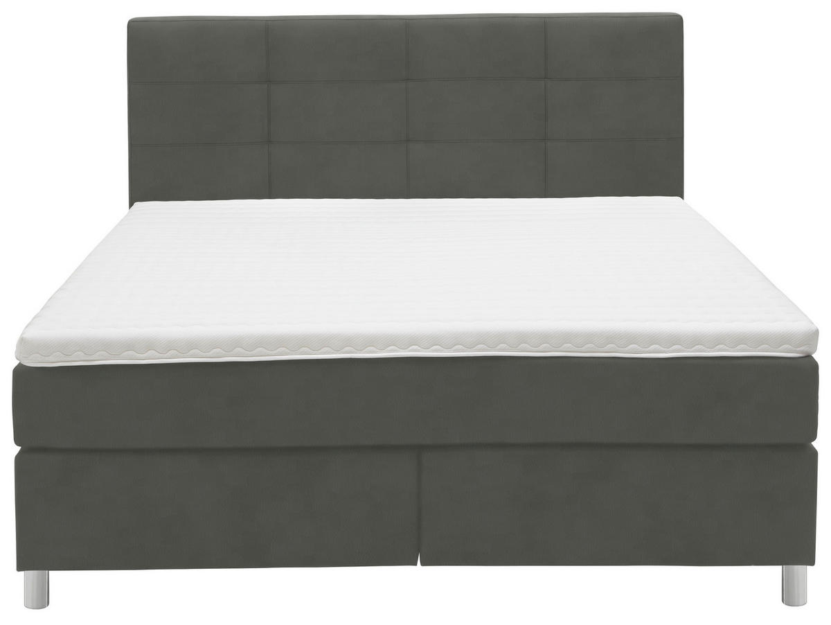 BOXSPRINGBETT 200/200 cm  in Grau  - Chromfarben/Grau, Konventionell, Kunststoff/Textil (200/200cm) - Voleo
