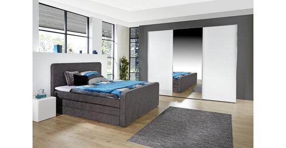 Schwebetürenschrank mit Spiegel 280cm Sonate Rom, Weiß Dekor - Weiß, MODERN, Holz/Holzwerkstoff (280/240/68cm) - Luca Bessoni