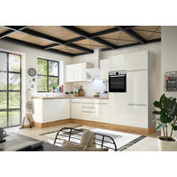 HÖRNKÖK 170/340 cm  i vit, vit högglans  - vit/aluminiumfärg, Lifestyle, trämaterial/plast (170/340cm) - Respekta